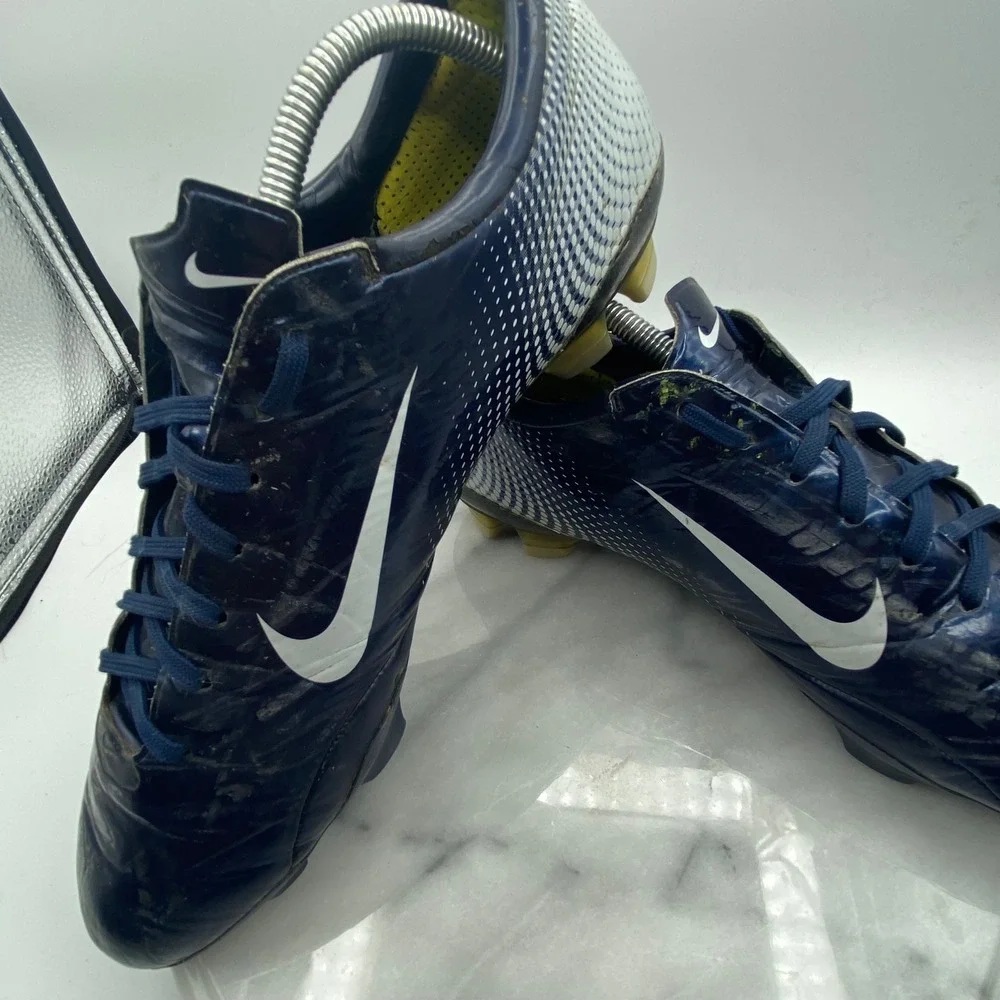 Nike Mens Soccer Cleats Mercurial Vapor IX FG Navy Blue White Athletic Shoes
